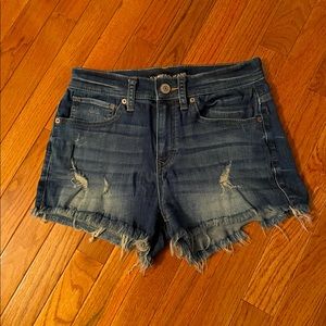 Express distressed DARK WASH Jean Shorts.  Size 6 NBW